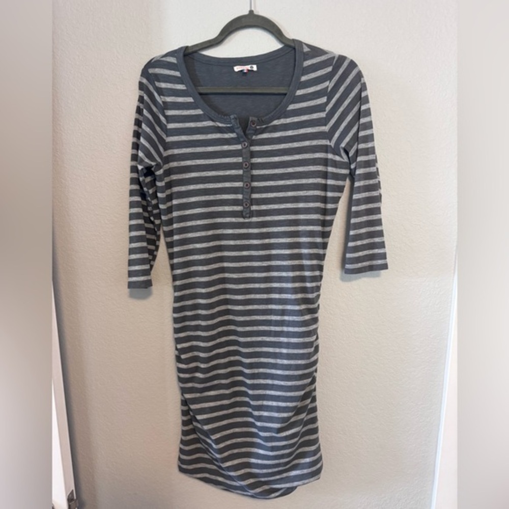 Sundry Ruched Striped 3/4 Sleeve Dress Size 2